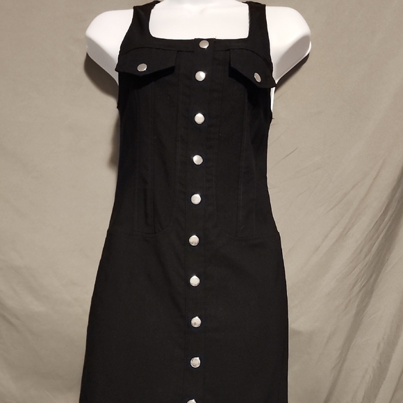 Black Sleeveless Square Neck Mini Dress - Picture 1 of 7
